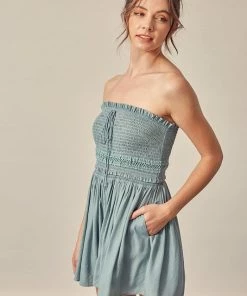 MUSTARD SEED Olivia Smocked Strapless Romper