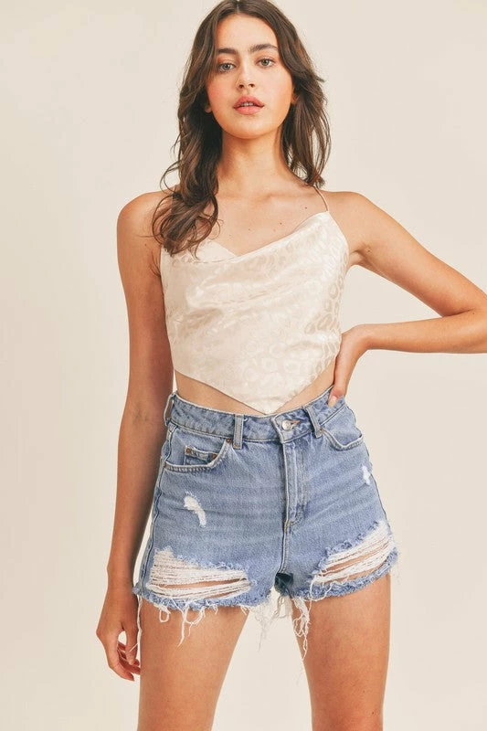 MABLE Joelle Leopard Satin Crop Top- Cream 6 MABLE Joelle Leopard Satin Crop Top- Cream