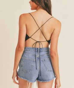 MABLE Joelle Leopard Satin Crop Top- Black