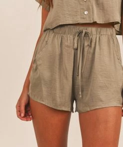 MABLE Ressi Satin High Rise Shorts - Olive MATCHING SETS 15 MABLE Ressi Satin High Rise Shorts - Olive MATCHING SETS