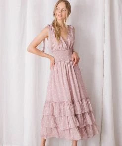 STORIA Yuna Floral Smocked Ruffle Maxi Dress