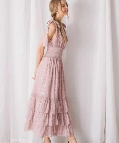 STORIA Yuna Floral Smocked Ruffle Maxi Dress