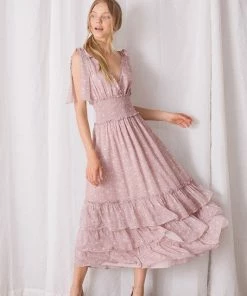 STORIA Yuna Floral Smocked Ruffle Maxi Dress