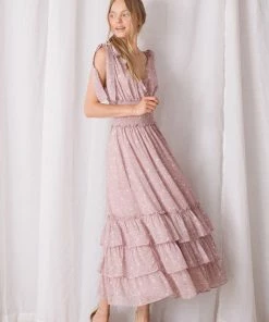 STORIA Yuna Floral Smocked Ruffle Maxi Dress