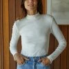 BT Franklin Ribbed Turtleneck Top - White TOPS