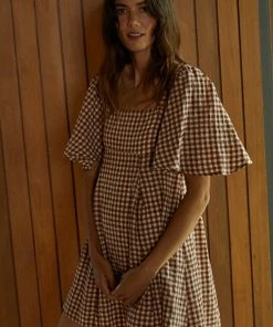 BT Bayview Cotton Gingham Babydoll Dress BUMP FRIENDLY