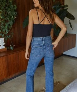 BT TOPS Birkin Bamboo Ribbed Strappy Camisole - Black