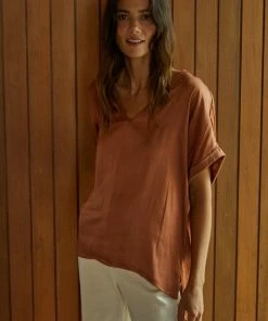 BT TOPS Haven Satin Blouse - Terracotta 16 BT TOPS Haven Satin Blouse - Terracotta