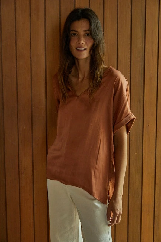 BT TOPS Haven Satin Blouse - Terracotta 8 BT TOPS Haven Satin Blouse - Terracotta