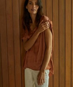 BT TOPS Haven Satin Blouse - Terracotta 18 BT TOPS Haven Satin Blouse - Terracotta