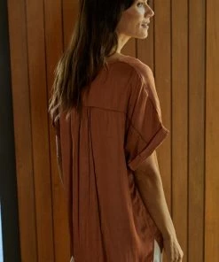 BT TOPS Haven Satin Blouse - Terracotta 19 BT TOPS Haven Satin Blouse - Terracotta