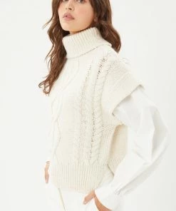 LOVE TREE TOPS Winnie Cable Knit Sweater With Attached Sleeves