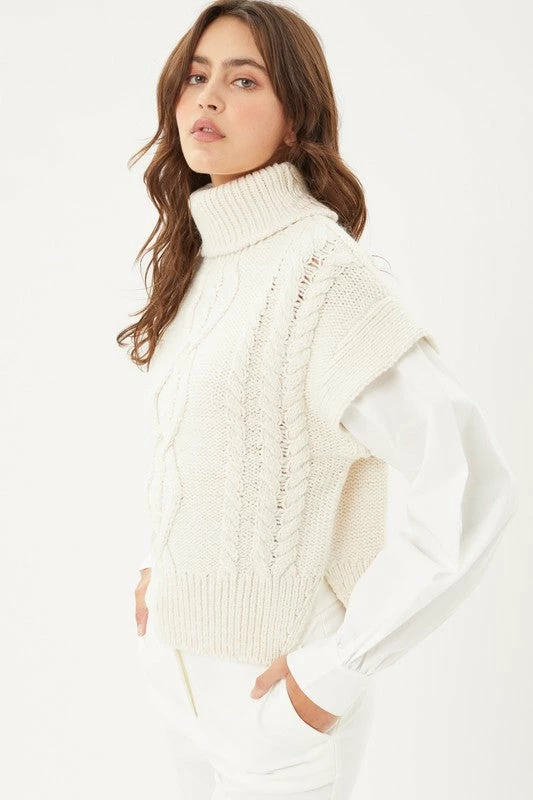 LOVE TREE TOPS Winnie Cable Knit Sweater With Attached Sleeves 4 LOVE TREE TOPS Winnie Cable Knit Sweater With Attached Sleeves