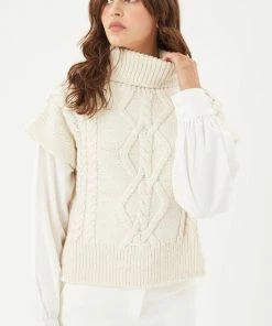 LOVE TREE TOPS Winnie Cable Knit Sweater With Attached Sleeves 14 LOVE TREE TOPS Winnie Cable Knit Sweater With Attached Sleeves