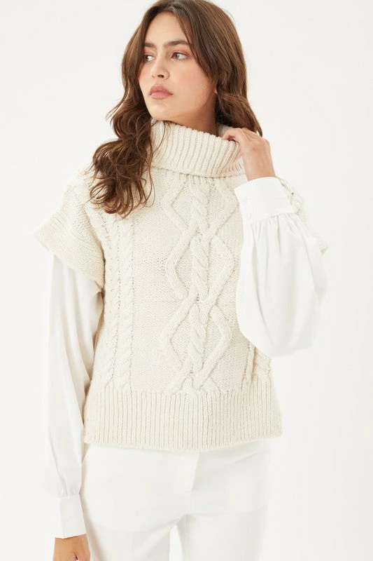 LOVE TREE TOPS Winnie Cable Knit Sweater With Attached Sleeves 6 LOVE TREE TOPS Winnie Cable Knit Sweater With Attached Sleeves
