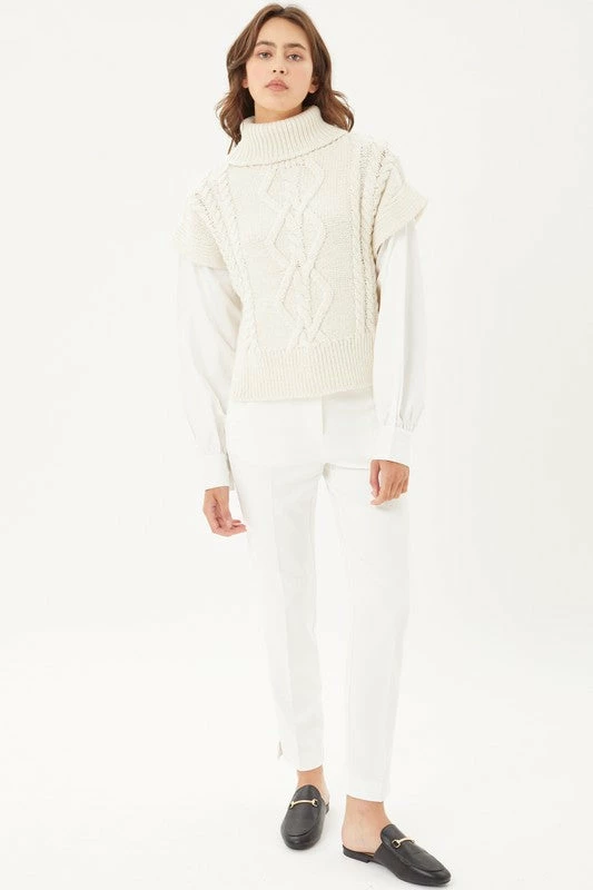 LOVE TREE TOPS Winnie Cable Knit Sweater With Attached Sleeves 8 LOVE TREE TOPS Winnie Cable Knit Sweater With Attached Sleeves