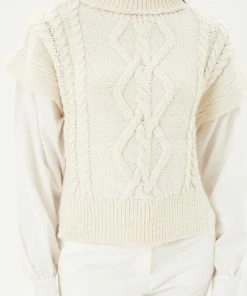 LOVE TREE TOPS Winnie Cable Knit Sweater With Attached Sleeves 18 LOVE TREE TOPS Winnie Cable Knit Sweater With Attached Sleeves