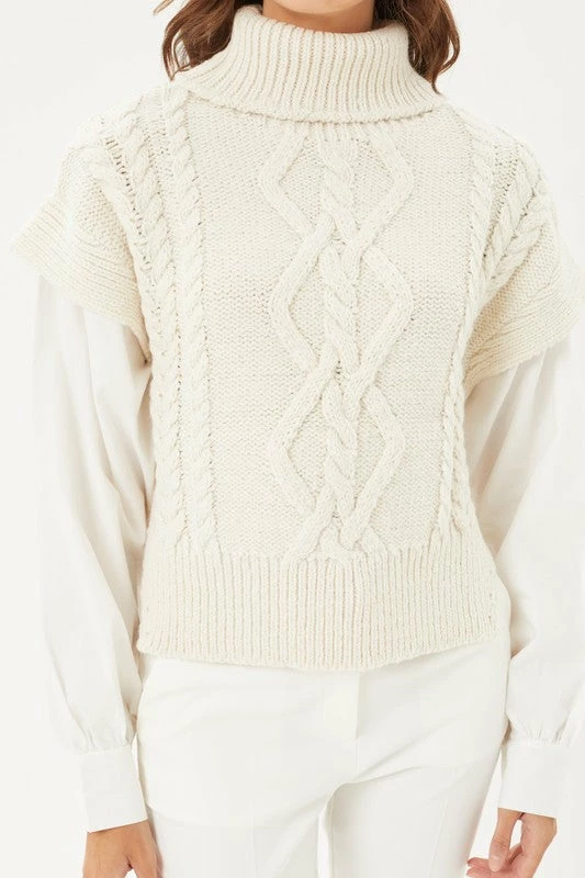 LOVE TREE TOPS Winnie Cable Knit Sweater With Attached Sleeves 10 LOVE TREE TOPS Winnie Cable Knit Sweater With Attached Sleeves