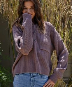 BT Dutch Knit Button Down Placket Sweater