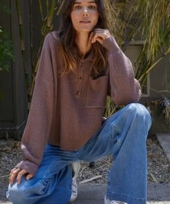 BT Dutch Knit Button Down Placket Sweater