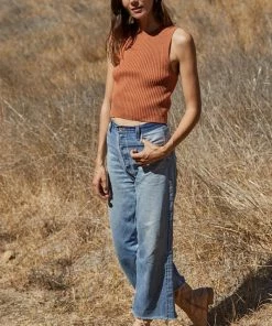 BT Piper Ribbed Cropped Tank Top - Rust TOPS