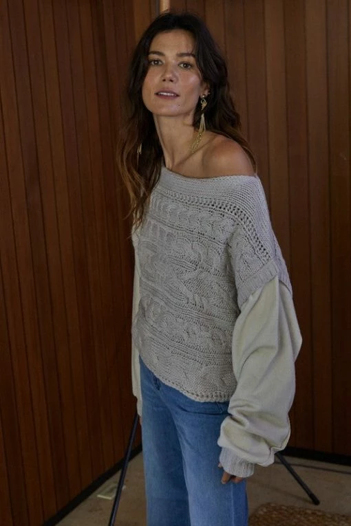 BT Lancel Contrast Cable Knit Sweater TOPS