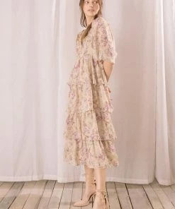 STORIA Bodhi Tiered Floral Carnation Maxi Dress