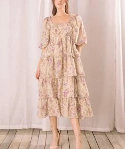 STORIA Bodhi Tiered Floral Carnation Maxi Dress