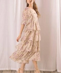STORIA Bodhi Tiered Floral Carnation Maxi Dress