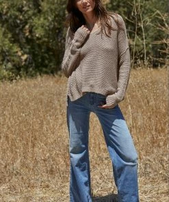 BT TOPS Chasing Rainbows Cotton V-Neck Sweater - Taupe 7 BT TOPS Chasing Rainbows Cotton V-Neck Sweater - Taupe