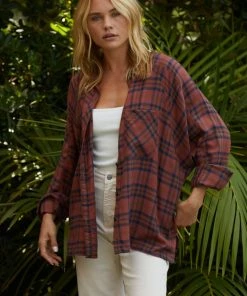 BT Thomas Plaid Button Down Top