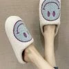 MELODY ACCESSORIES Smiley Face Plush Slippers - Sky Blue