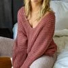 POL Your Own World Knit V-Neck Sweater - Cedar TOPS 2 POL Your Own World Knit V-Neck Sweater - Cedar TOPS