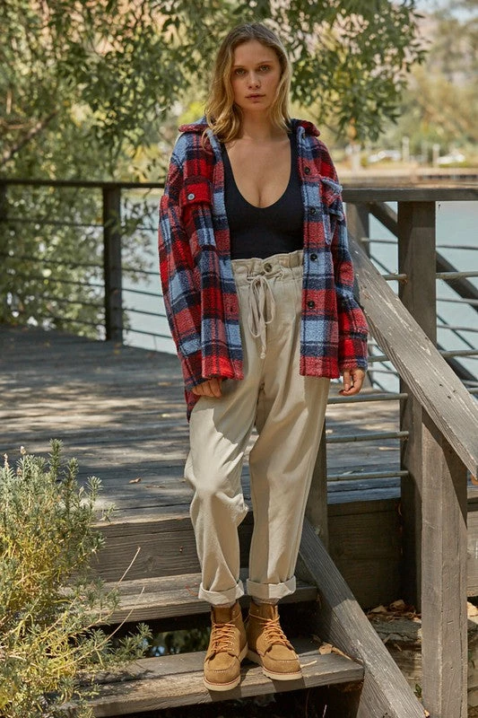 BT OUTERWEAR Bridgeview Pocketed Plaid Jacket - Red 4 BT OUTERWEAR Bridgeview Pocketed Plaid Jacket - Red