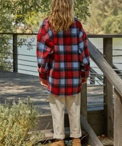 BT OUTERWEAR Bridgeview Pocketed Plaid Jacket - Red 11 BT OUTERWEAR Bridgeview Pocketed Plaid Jacket - Red