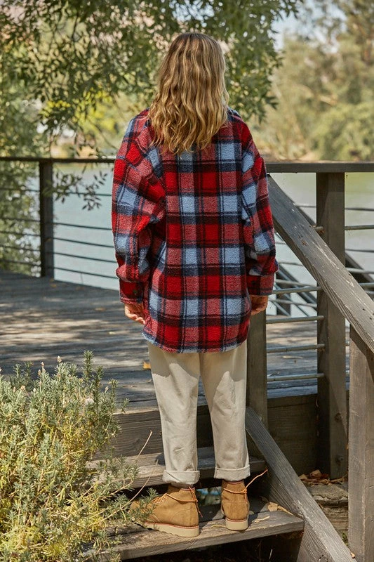 BT OUTERWEAR Bridgeview Pocketed Plaid Jacket - Red 7 BT OUTERWEAR Bridgeview Pocketed Plaid Jacket - Red