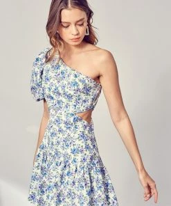 DO + BE COLLECTION Persimmon One Shoulder Cutout Mini Dress