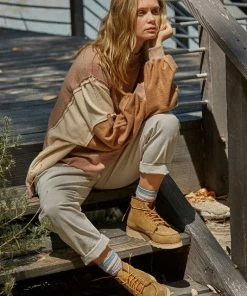 BT TOPS Taron Turtleneck Billowy Pocketed Contrast Top