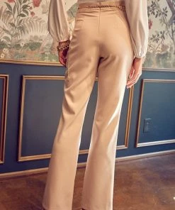 DO + BE COLLECTION BOTTOMS Leona Front Slit High Rise Trouser Pants