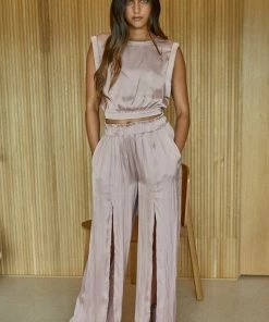 BT Pure Bliss Slit Satin Pants - Blush