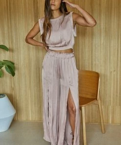 BT Pure Bliss Slit Satin Pants - Blush