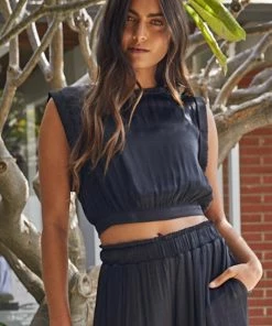 BT Pure Bliss Satin Crop Top - Black 16 BT Pure Bliss Satin Crop Top - Black