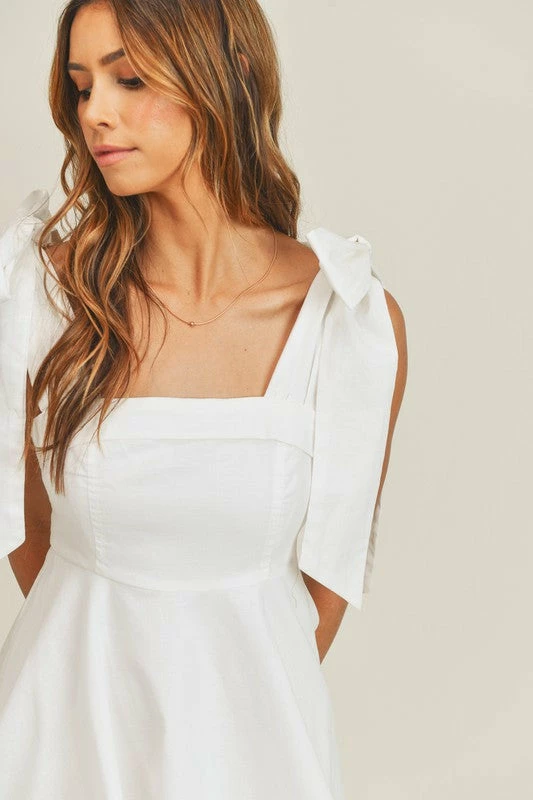 MABLE Ontario Cotton Linen Tie Strap Babydoll Dress- White 15 MABLE Ontario Cotton Linen Tie Strap Babydoll Dress- White