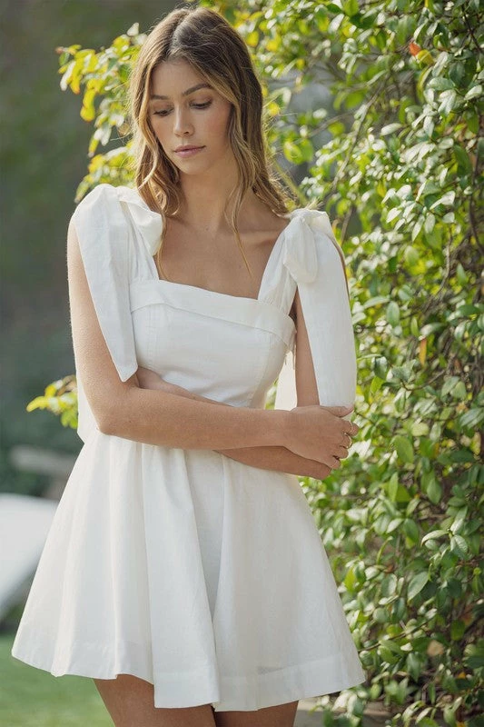 MABLE Ontario Cotton Linen Tie Strap Babydoll Dress- White 8 MABLE Ontario Cotton Linen Tie Strap Babydoll Dress- White