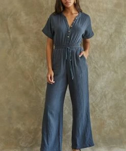 BT ROMPERS + JUMPSUITS Maisel Cotton Button Down Jumpsuit