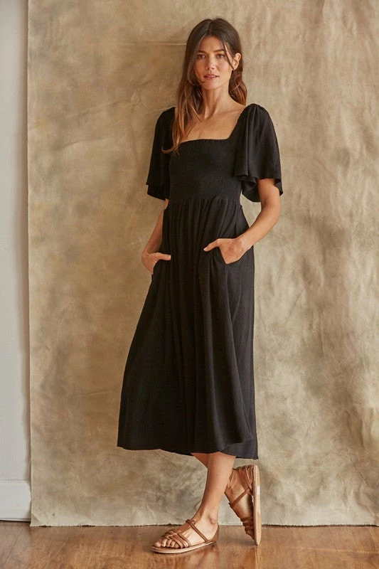 BT Chantel Linen Smocked Pocketed Midi Dress BUMP FRIENDLY 9 BT Chantel Linen Smocked Pocketed Midi Dress BUMP FRIENDLY