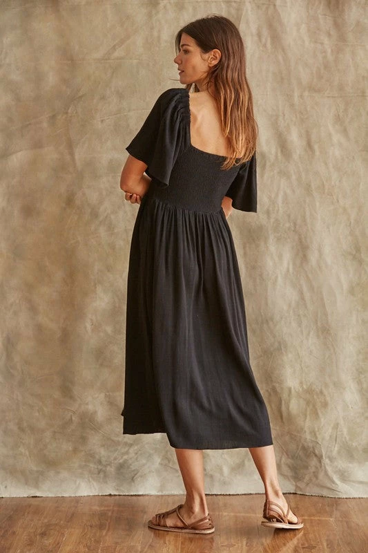 BT Chantel Linen Smocked Pocketed Midi Dress BUMP FRIENDLY 10 BT Chantel Linen Smocked Pocketed Midi Dress BUMP FRIENDLY