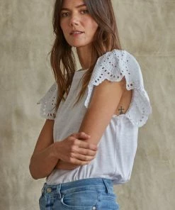BT Skye Flutter Eyelet Sleeve Top BRIDAL