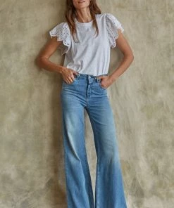 BT Skye Flutter Eyelet Sleeve Top BRIDAL