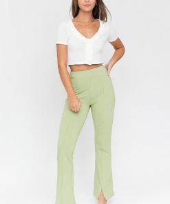 LE LIS Wait Up Knit Gingham Slit Front Pants 31 LE LIS Wait Up Knit Gingham Slit Front Pants